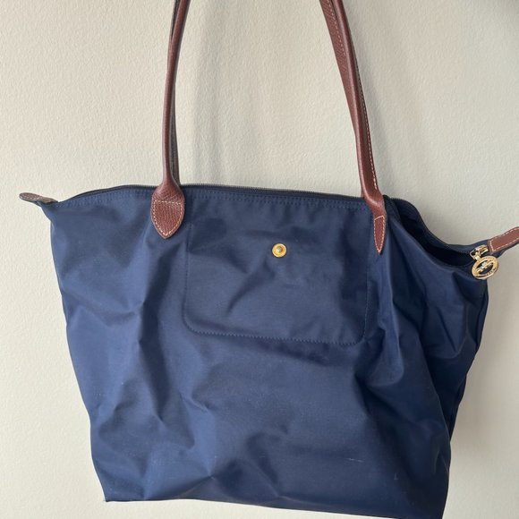 Longchamp Blue Nylon and Leather Medium Tote - Picture 4 of 5